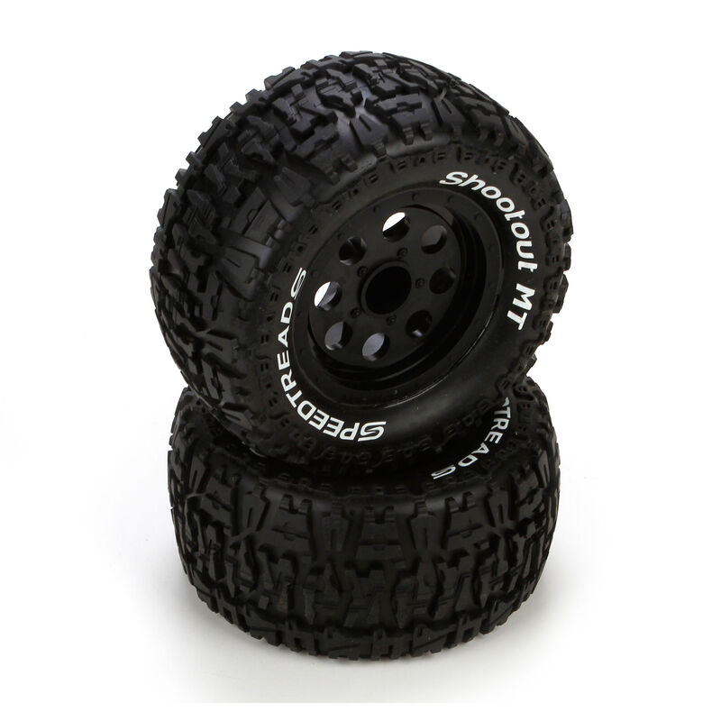 Front/Rear Wheel & Tire, Premount, Black (2): 1/10 2WD/4WD Ruckus