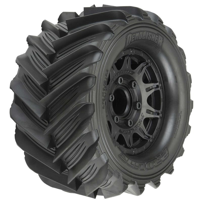 1/10 Demolisher F/R 2.8" MT Tires Mounted 12mm/14mm Black Raid (2)