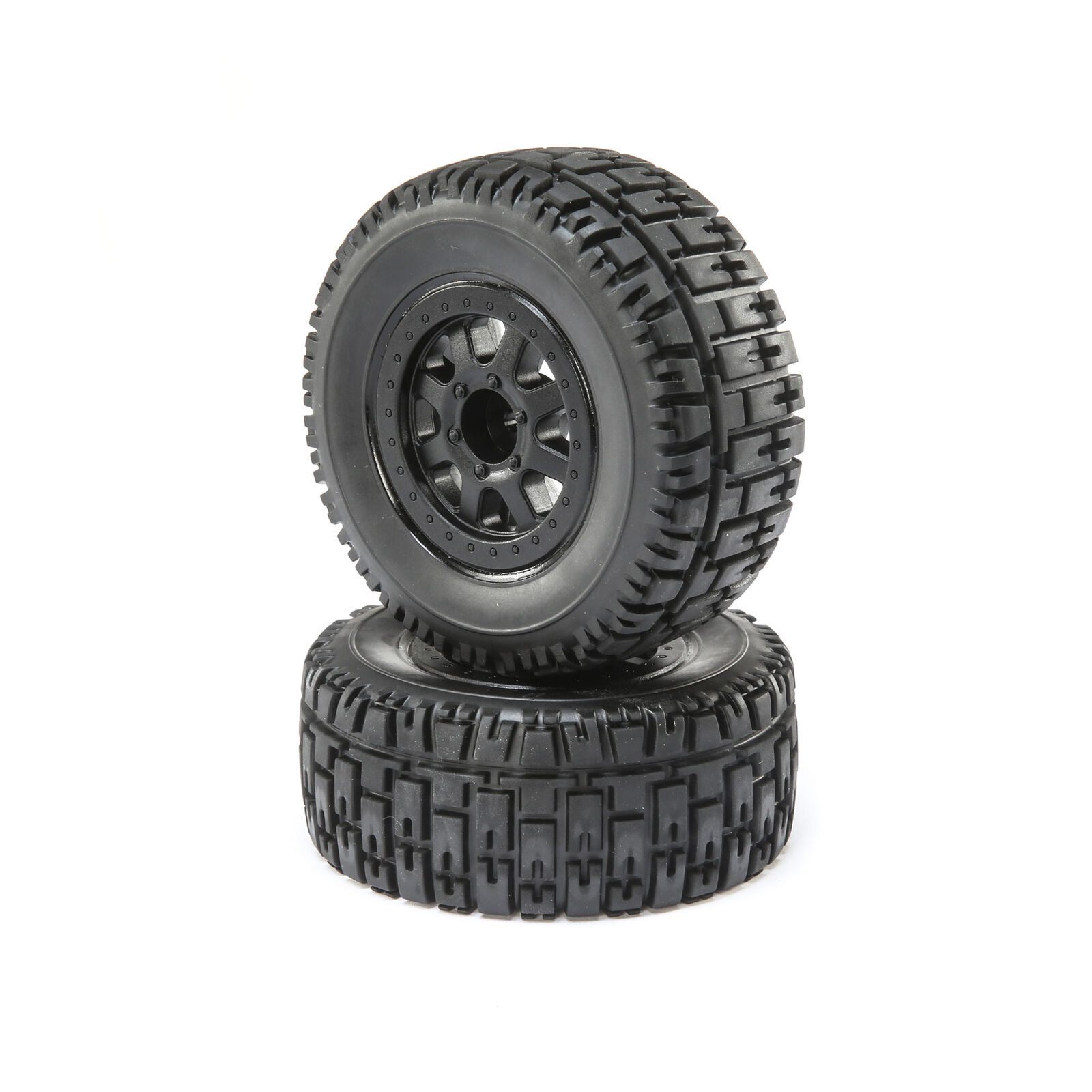 Front and Rear Wheel with Premounted Tire, Black (2): 1/10 2WD 4WD Torment