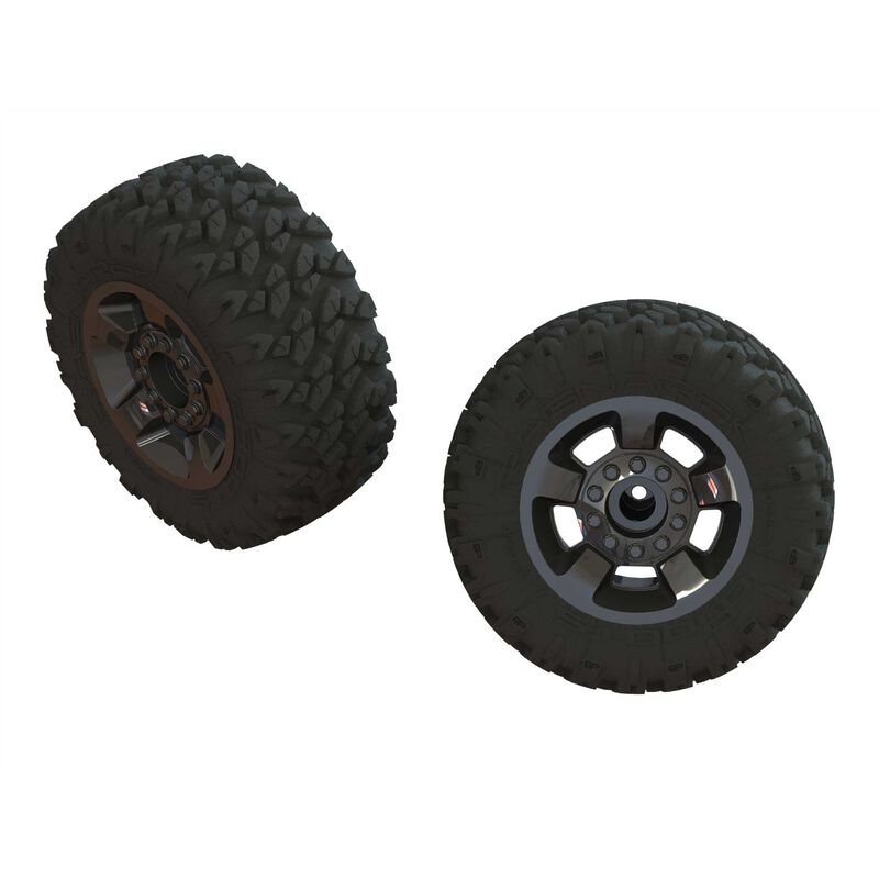 1/8 RAGNAROK MT Front/Rear 2.8 Pre-Mounted Tires, ST, 14mm Hex, Black Chrome (2)