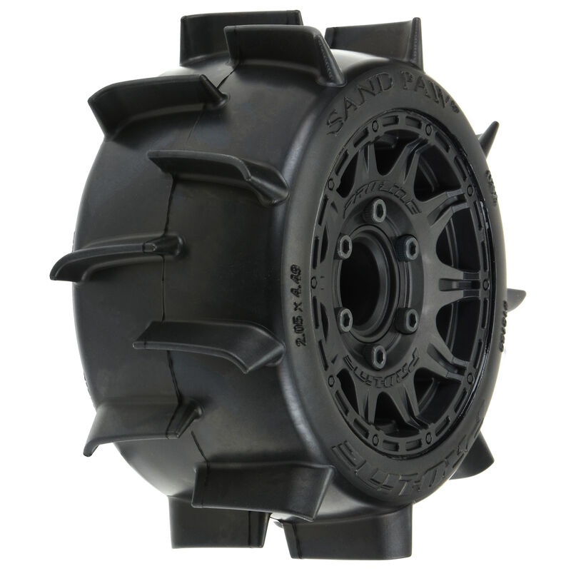 1/10 Sand Paw LP F/R 2.8" MT Tires Mounted 12mm/14mm Black Raid (2)