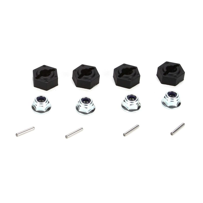 12mm Molded Hex Pins and Lock Nuts (4): TWH