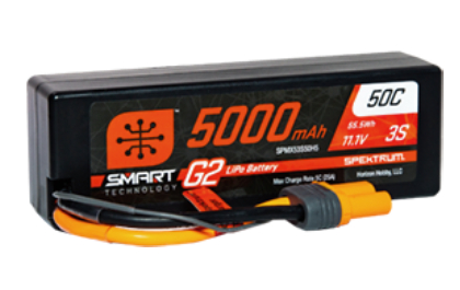 Spektrum<sup>™</sup> 5000mAh 3S Smart G2 Lipo 50C; IC5 Battery (two batteries included)