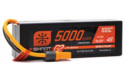 Spektrum 14.8V 5000mAh 4S 100C Smart G2 Hardcase LiPo IC5 Battery (Two Batteries Included)
