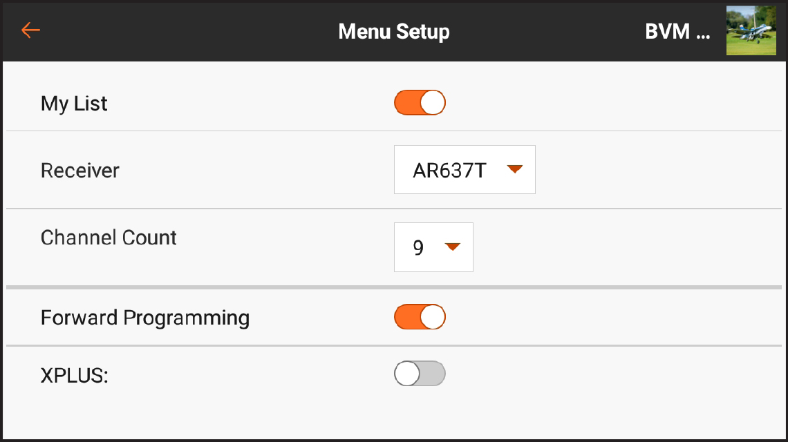 Configuração do Menu