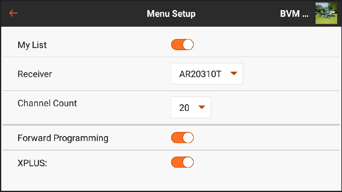 Configuração do Menu