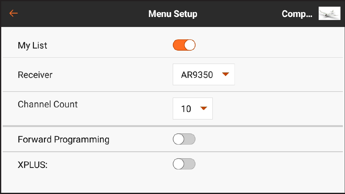 Configuração do Menu