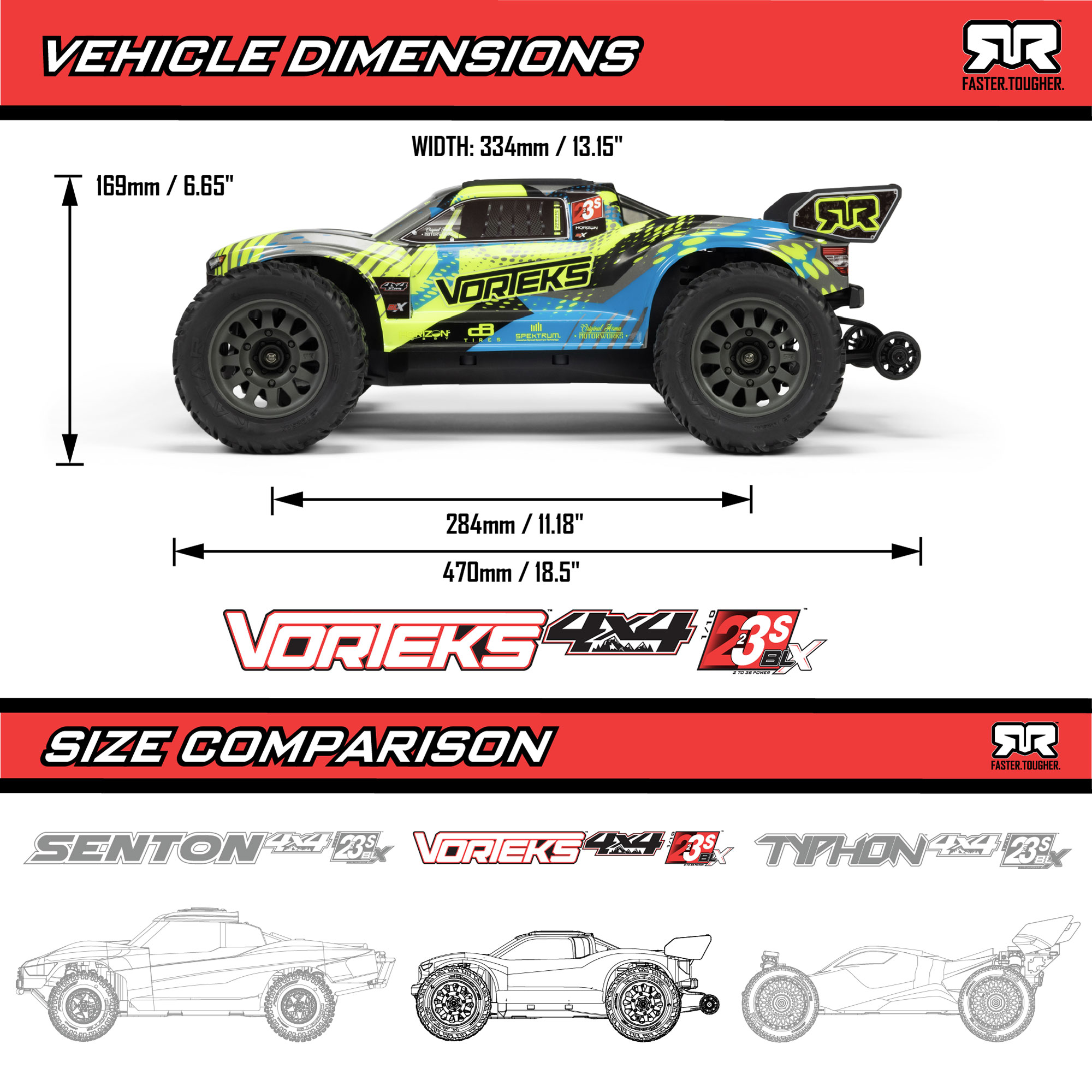 1/10 VORTEKS 223S DSC 4X4 RTR Brushless Stadium Truck, Red