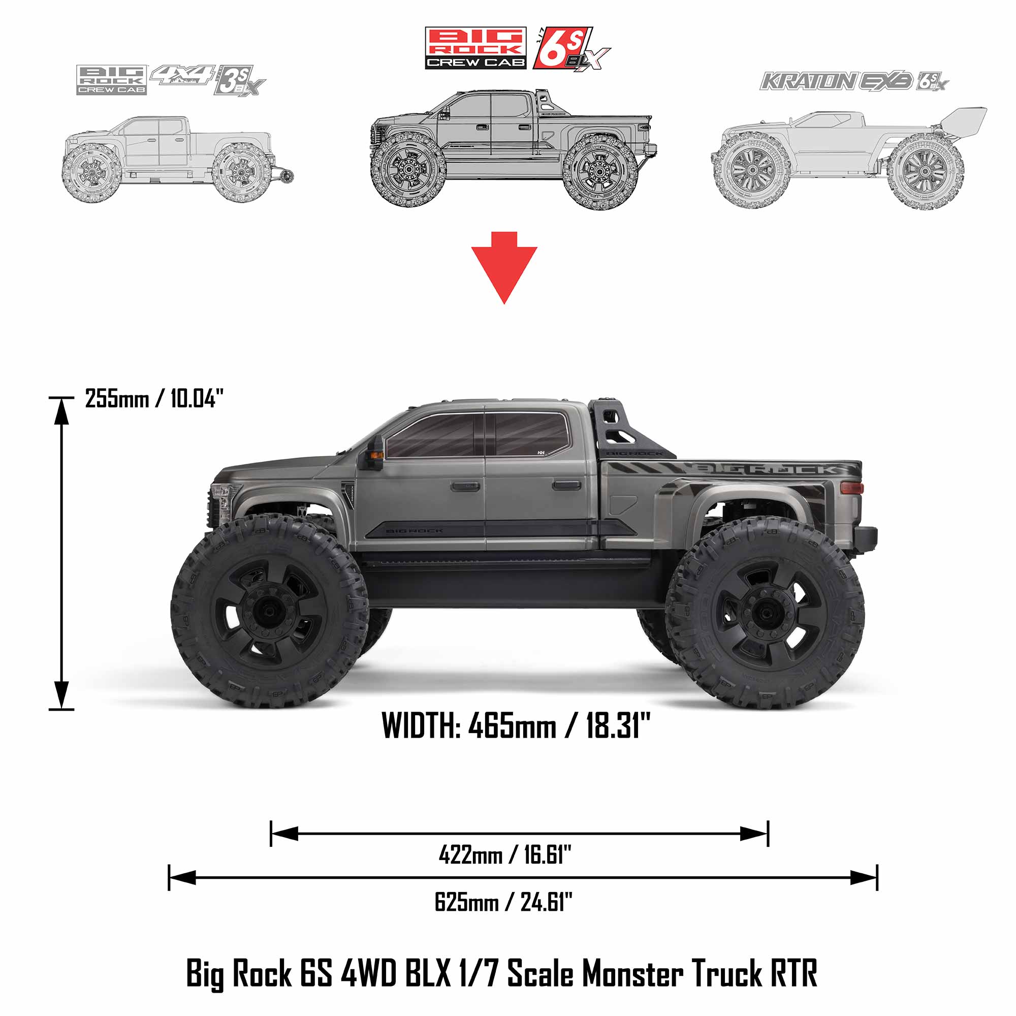 1/7 BIG ROCK 6S 4X4 BLX Monster Truck RTR, Bronce